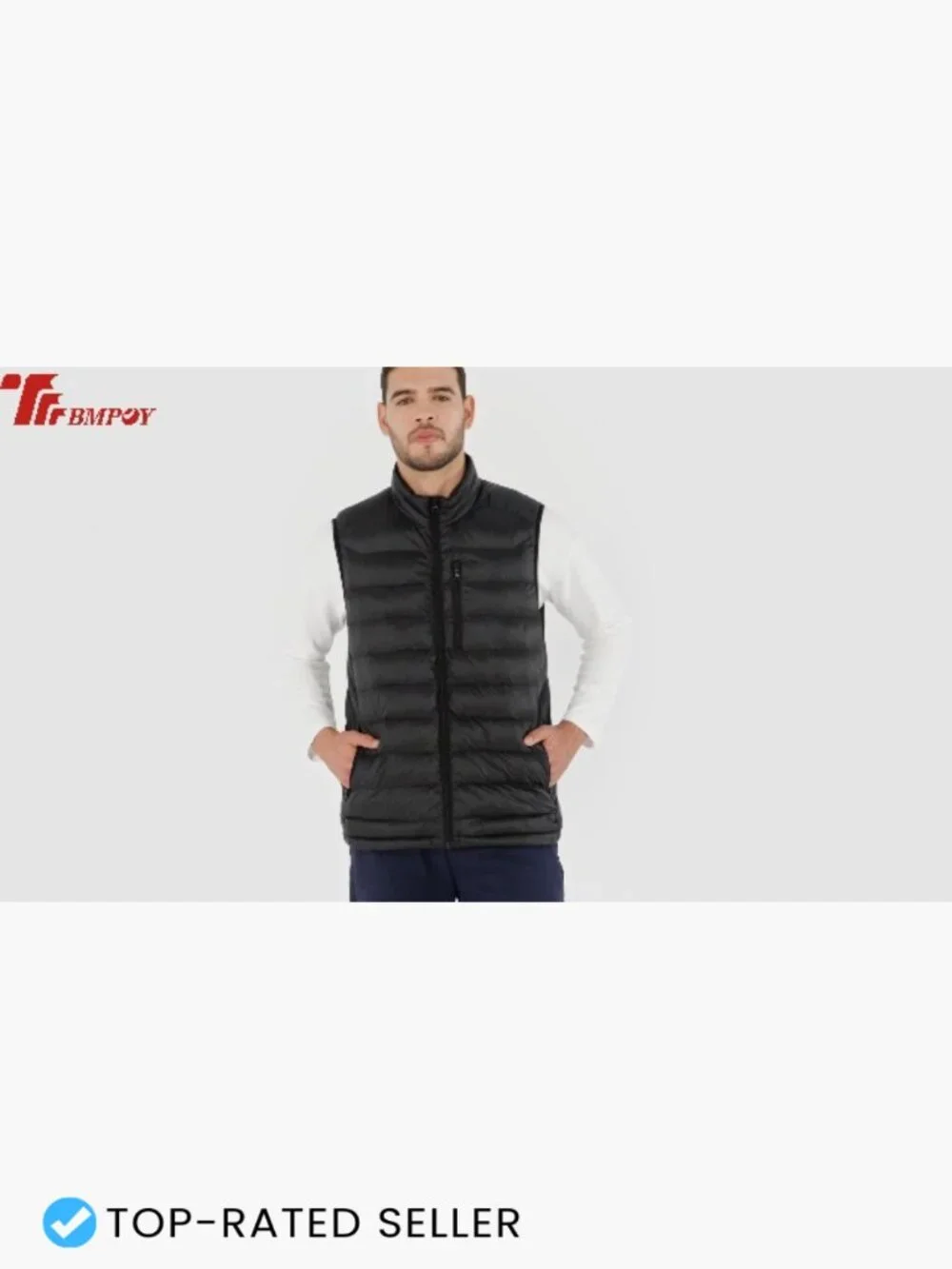 Men's Quilted Puffer Vest Insulated Water-Resistant Lightweight Packable Stand